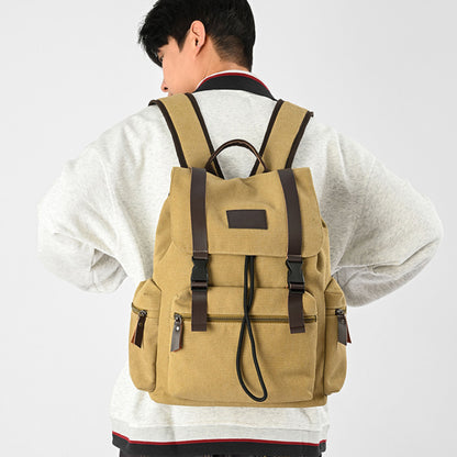 ZHONGZHUO Vintage Drawstring Canvas Rucksack Backpack (Khaki)
