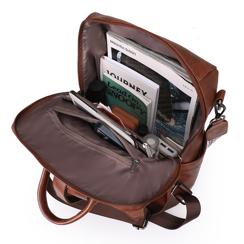 Luxury Designer Leather Women's Backpack (Black)