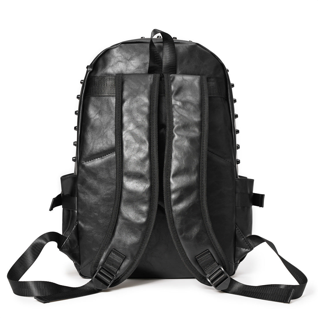 Fashionable Black Leather Punk Style Backpack