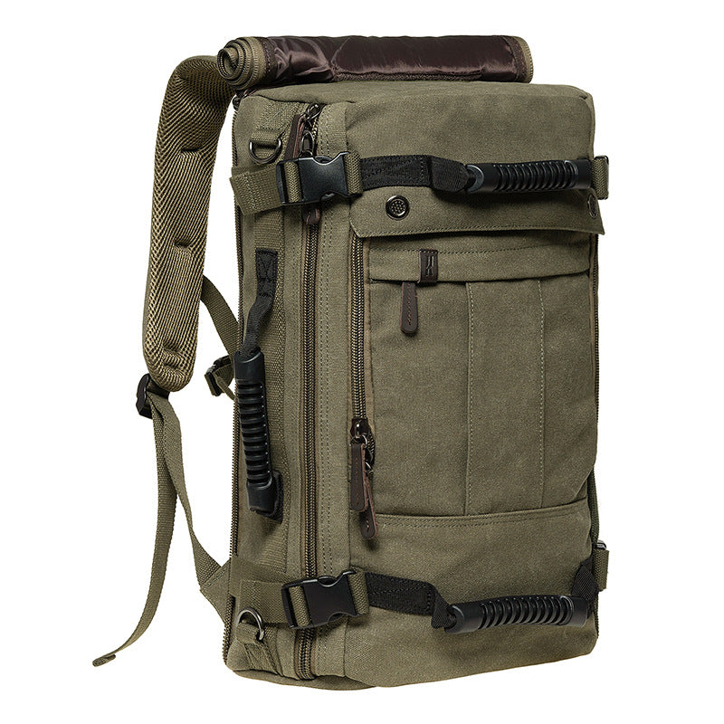 KAUKKO Canvas Travel Backpack Multi-Functional Bag (Green)