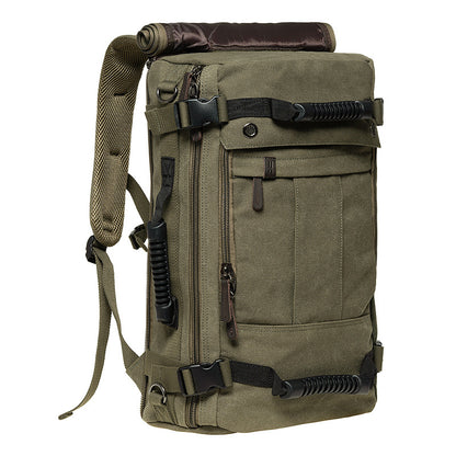 KAUKKO Canvas Travel Backpack Multi-Functional Bag (Green)