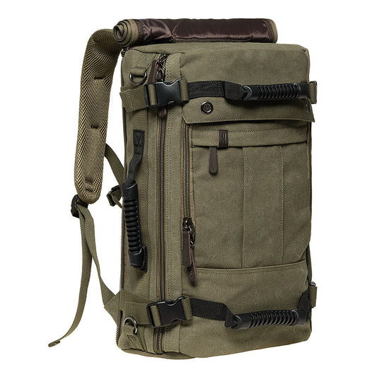 KAUKKO Canvas Travel Backpack Multi-Functional Bag (Green)