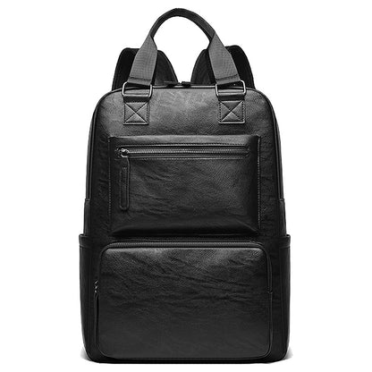 Casual Multifunctional Leather Backpack (Black)