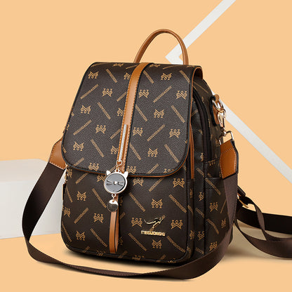 Kangaroo Leather Designer Women's Backpack (Brown With Yellow)