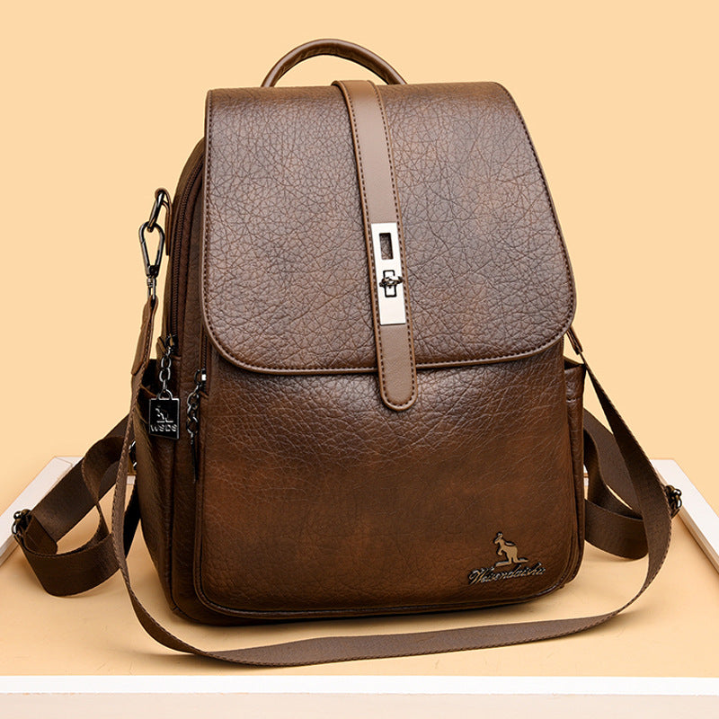 Vintage Style Women's Soft Leather Backpack (Brown)
