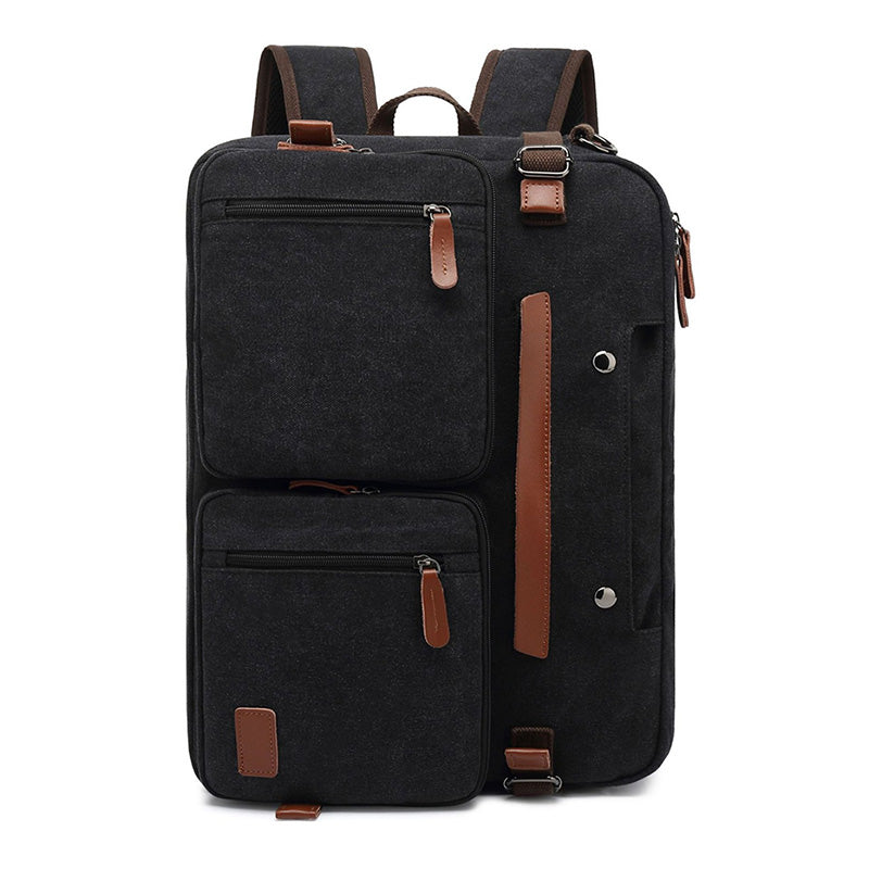 BAOSHA Convertible Durable Canvas Briefcase Backpack (Black)
