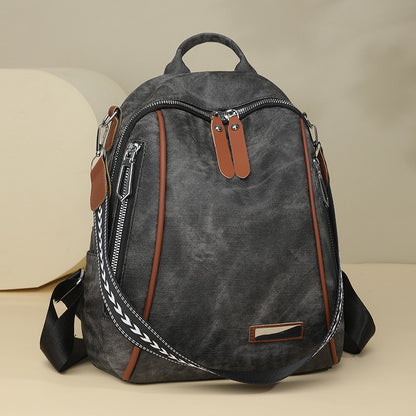 Vintage PU Leather Women's Backpack (Black)