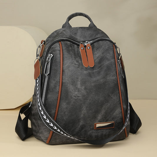 Vintage PU Leather Women's Backpack (Black)