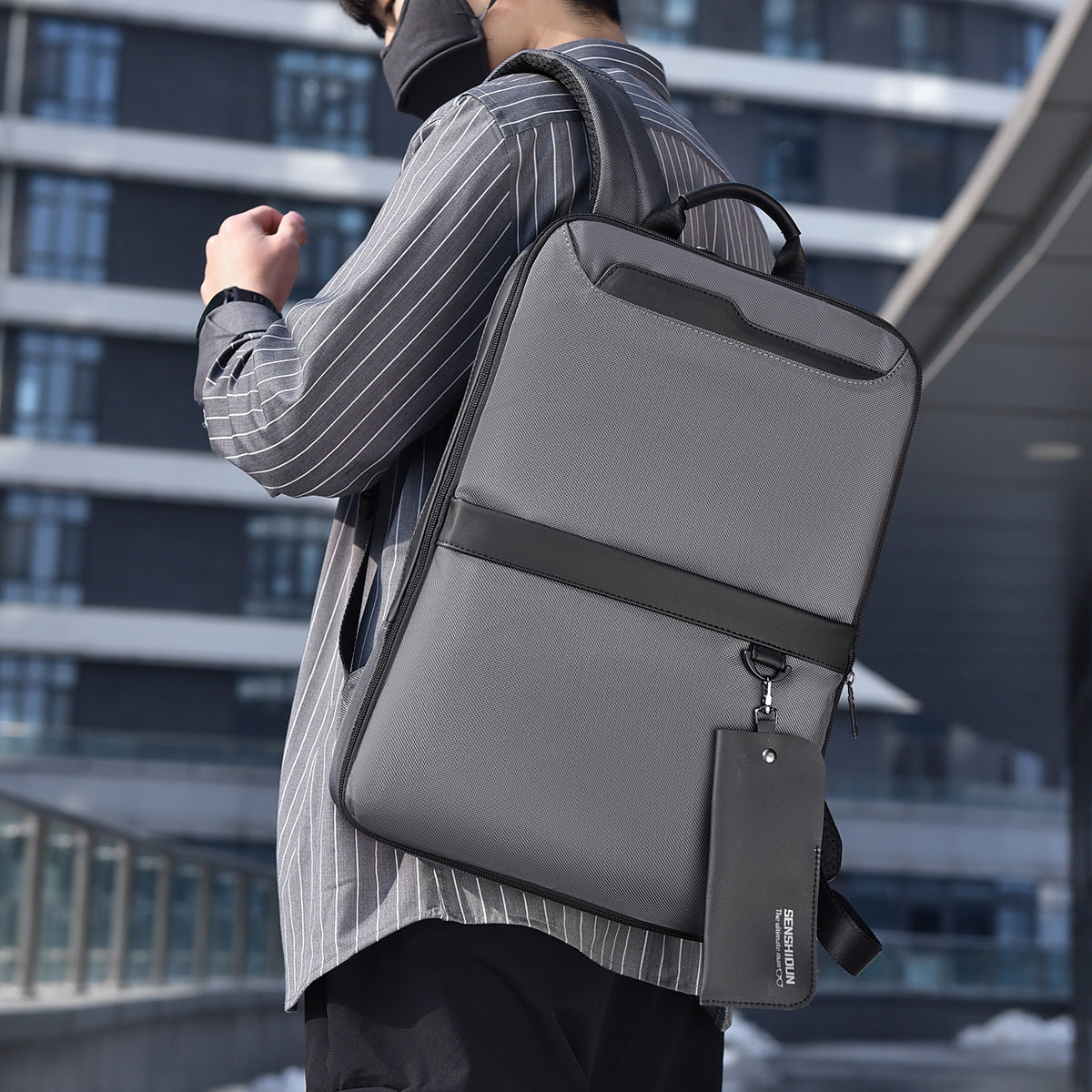 Premium Urban Slim Sleek Minimalist Backpack (Grey)