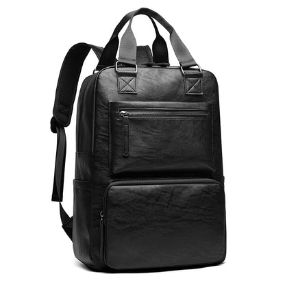 Casual Multifunctional Leather Backpack (Black)