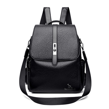 Vintage Style Women's Soft Leather Backpack (Black)