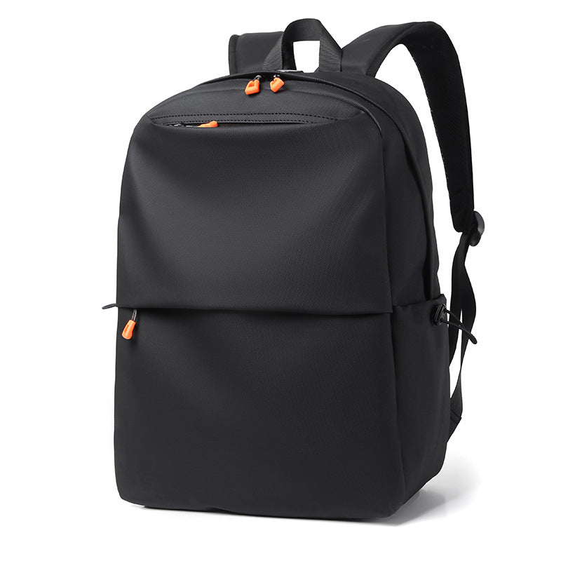 Minimalist Waterproof Orange Zipper Backpack (Black)