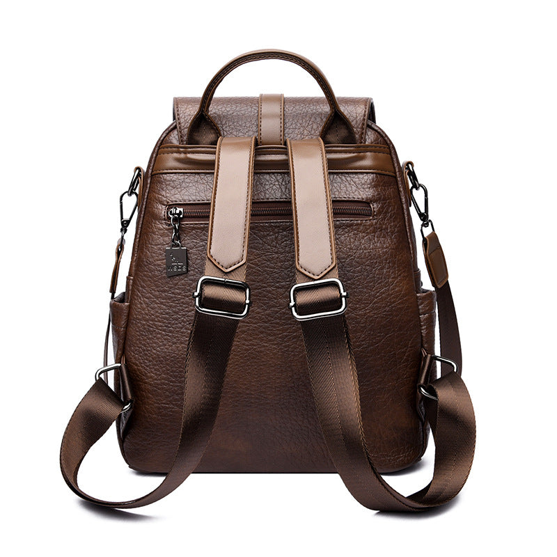 Vintage Style Women's Soft Leather Backpack (Brown)