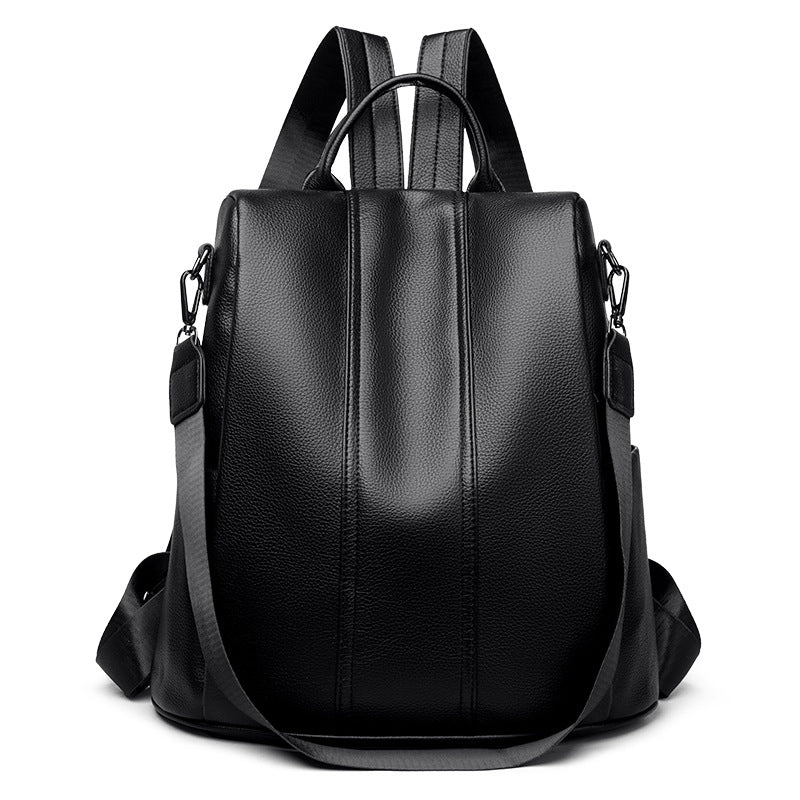 Pebbled PU leather Anti-Theft Women's Backpack (Black)