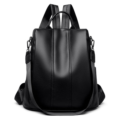 Pebbled PU leather Anti-Theft Women's Backpack (Black)