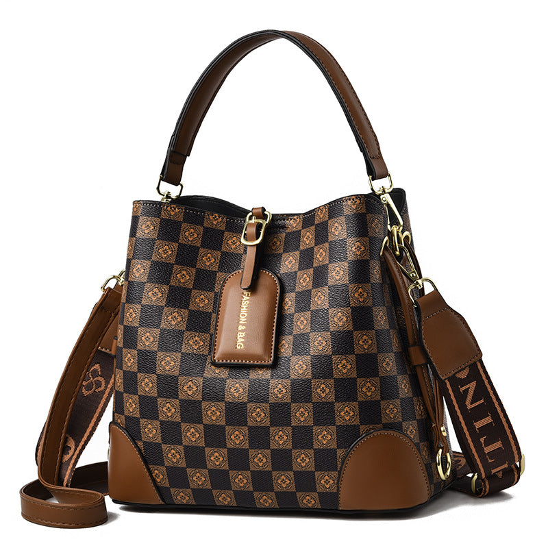 Fashionable Versatile Bucket Women's Shoulder Bag (Coffee)