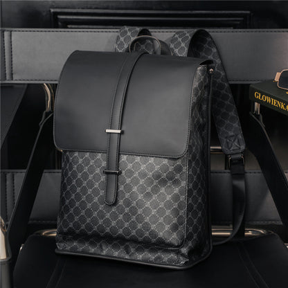 Coteetci Elegant PU Leather Flap Top Backpack (Black Pattern)