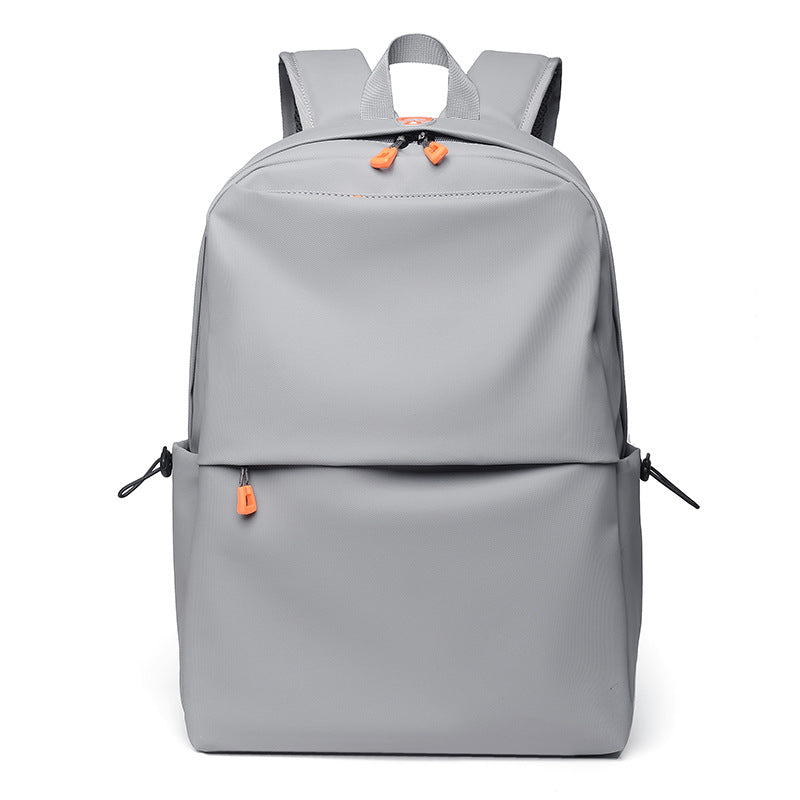 Minimalist Waterproof Orange Zipper Backpack (Light Grey)