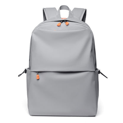 Minimalist Waterproof Orange Zipper Backpack (Light Grey)