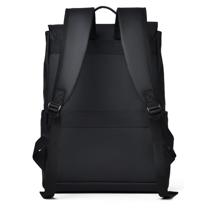 KABINU Commuter Orange Zipper Leather Backpack (Black)