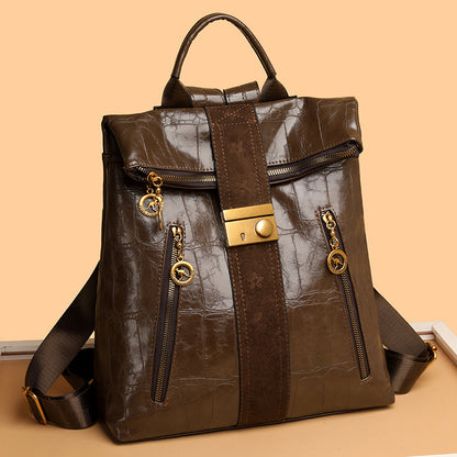Kangaroo PU Leather Croc Pattern Women's Backpack