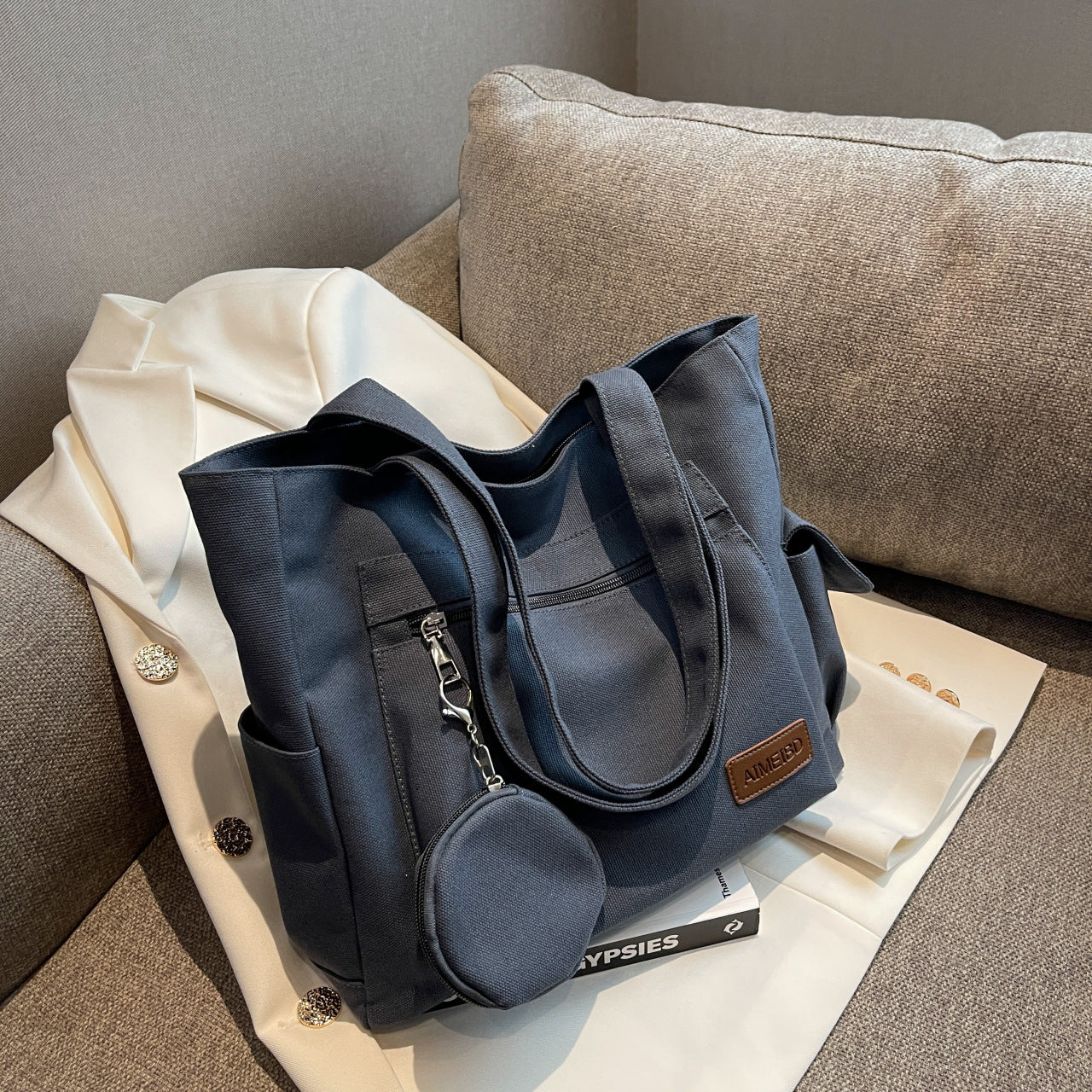 Versatile Canvas Fabric Women's Handbag