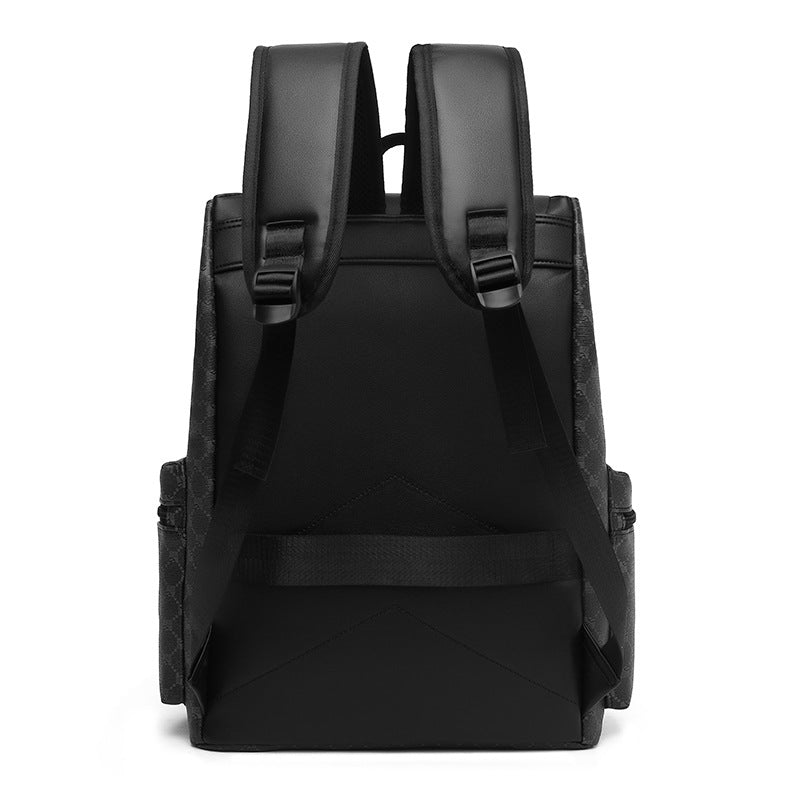 Plaid Commuting Casual Backpack (Black Square)