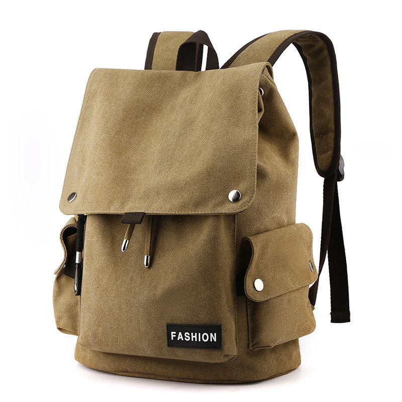 Vintage Canvas Fabric Rucksack Backpack (Brown)