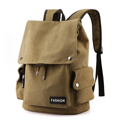 Vintage Canvas Fabric Rucksack Backpack (Brown)