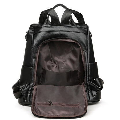 Pebbled PU leather Anti-Theft Women's Backpack (Black)