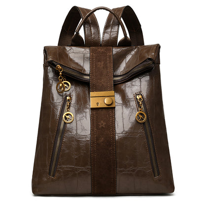 Kangaroo PU Leather Croc Pattern Women's Backpack