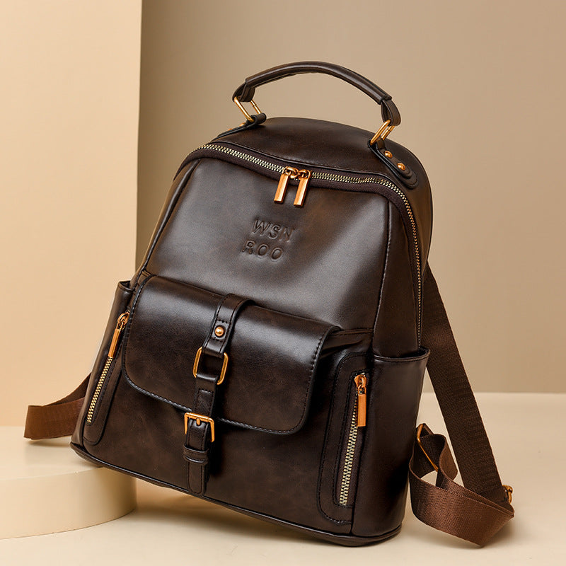 Luxury Vintage Leather Elegant Backpack for Women