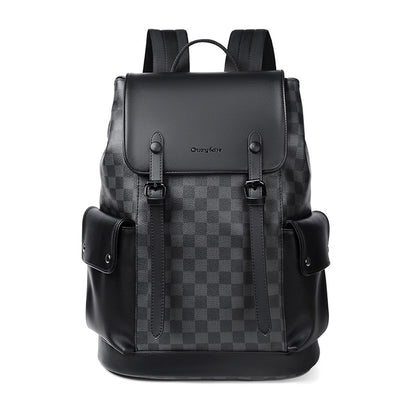 Chuang Kehe Checkered Pattern Leather Backpack (Checkered)
