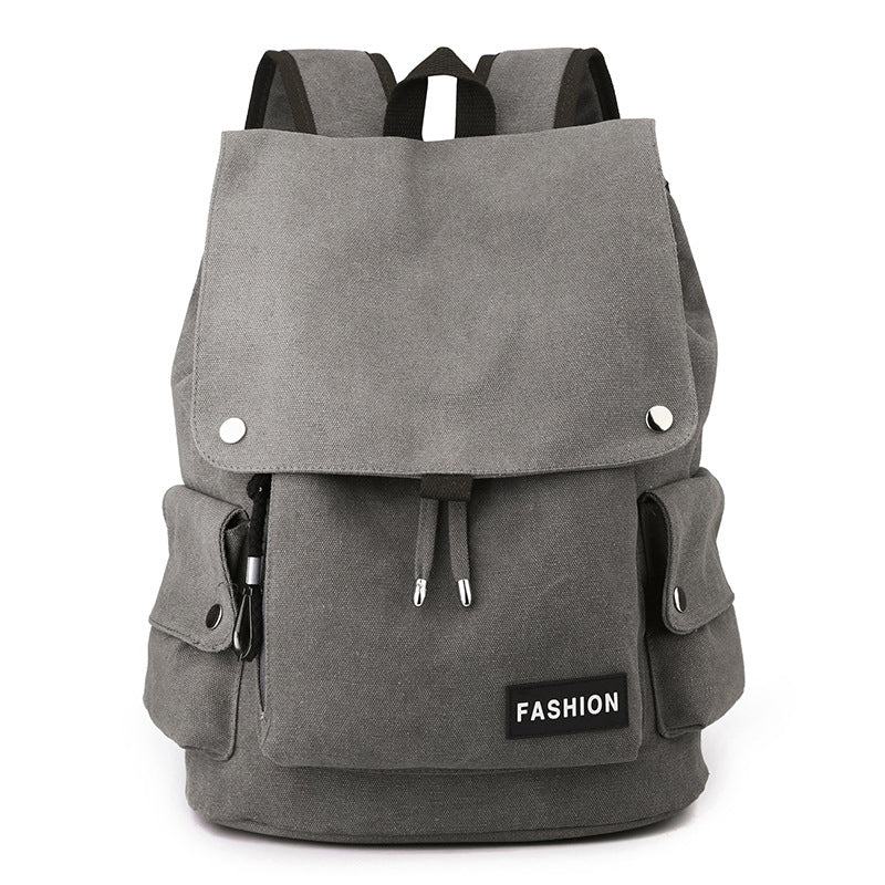 Vintage Canvas Fabric Rucksack Backpack (Grey)