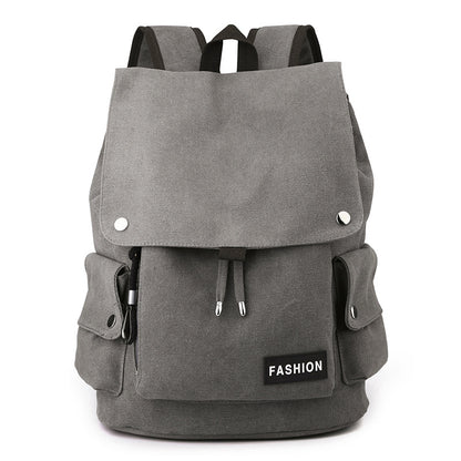 Vintage Canvas Fabric Rucksack Backpack (Grey)