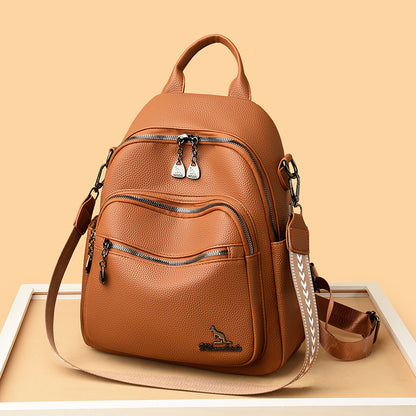 Jiekedann Designer PU Leather Women's Backpack (Brown)