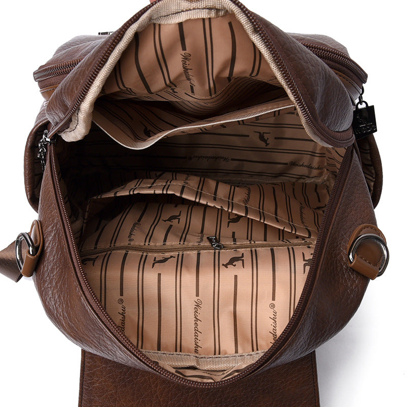 Vintage Style Women's Soft Leather Backpack (Brown)