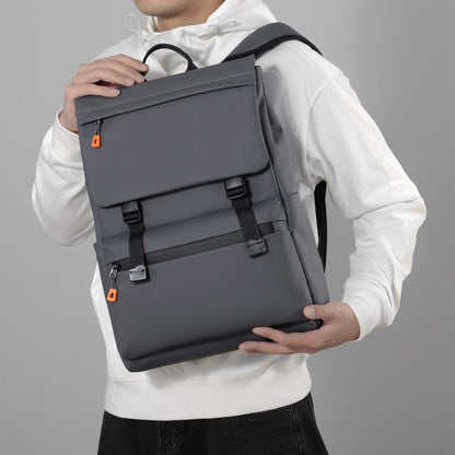 KABINU Commuter Orange Zipper Leather Backpack (Dark Grey)