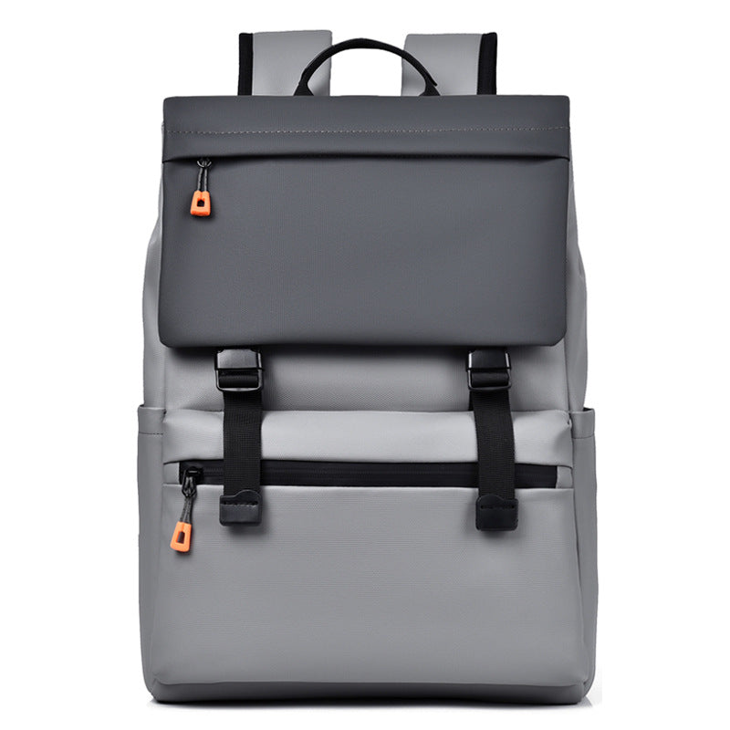 KABINU Commuter Orange Zipper Leather Backpack (Light Grey)