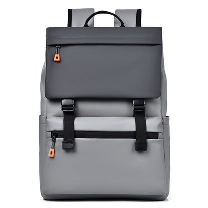 KABINU Commuter Orange Zipper Leather Backpack (Light Grey)