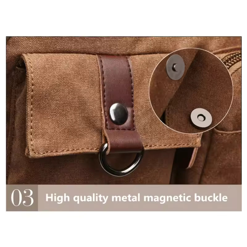 XAFITI Vintage Canvas Fabric Backpack (Brown)