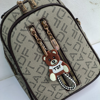 Stylish Monogram Print Dual-Zipper Mini Backpack