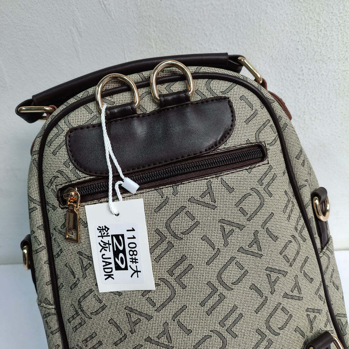 Stylish Monogram Print Dual-Zipper Mini Backpack
