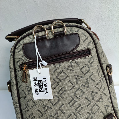 Stylish Monogram Print Dual-Zipper Mini Backpack