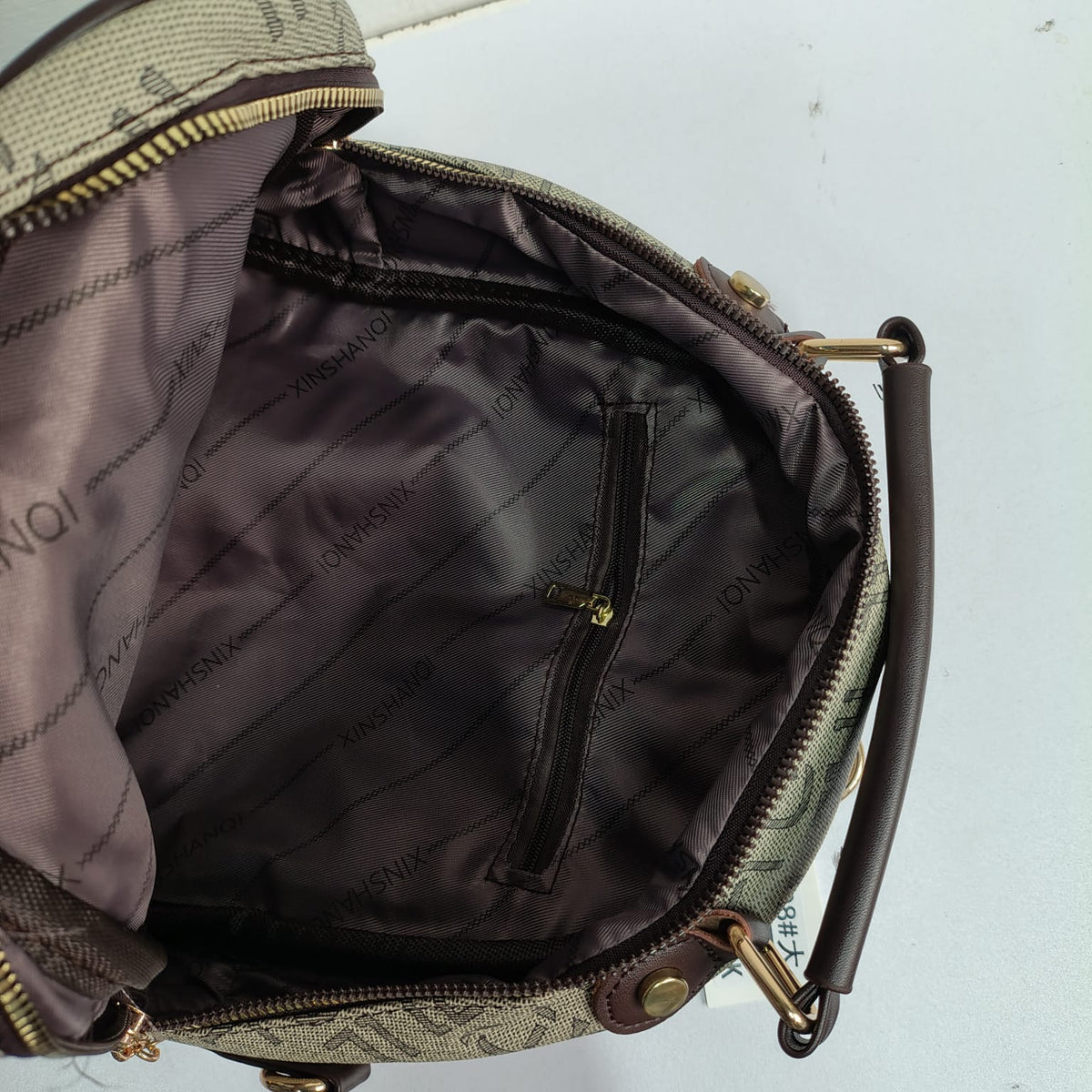 Stylish Monogram Print Dual-Zipper Mini Backpack