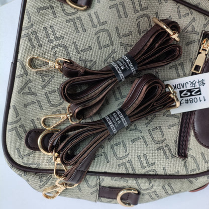 Stylish Monogram Print Dual-Zipper Mini Backpack