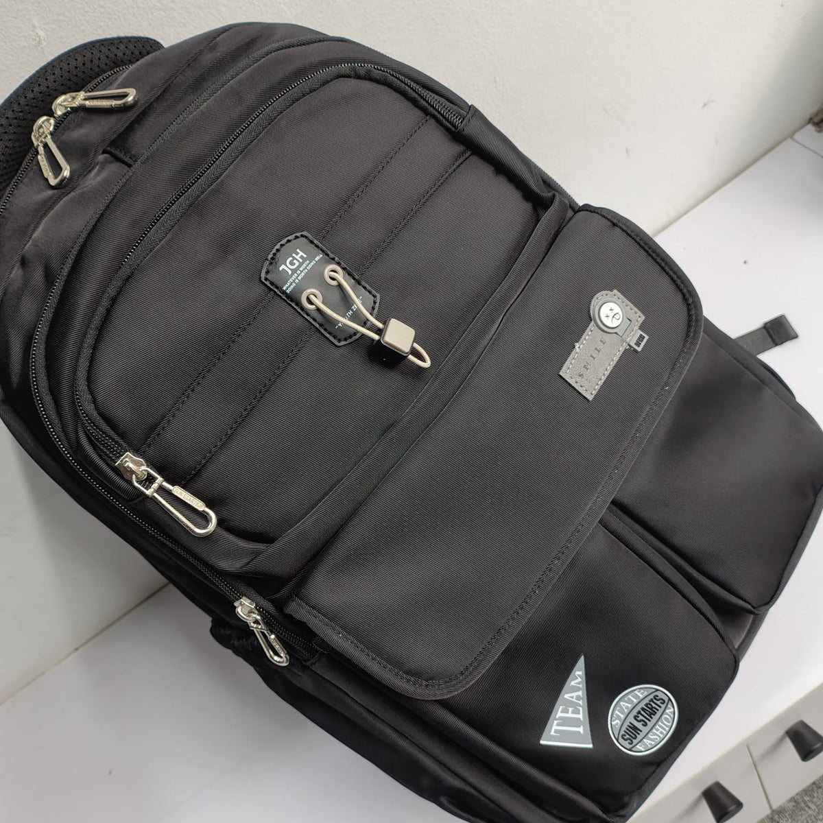 JGH Casual Multi-Pocket Stylish Backpack (Black)