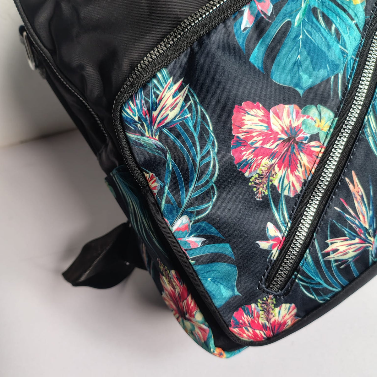 Tropical Floral Print Nylon Women's Backpack