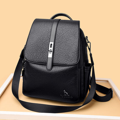 Vintage Style Women's Soft Leather Backpack (Black)