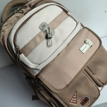 JGH Casual Multi-Pocket Stylish Backpack (Beige)